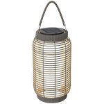 Lampadaire solaire automatique en rsine tresse et acier gris