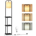 Lampadaire sur pied avec 3 tagres ampoule et interrupteur noir