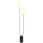 Lampadaire sur pied de salon 2 abat - jours en verre en mtal blanc