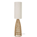 Lampadaire en tiges de rotin et abat - jour en lin blanc h140 Lampadaire en tiges de rotin et abat - jour en lin blanc h140