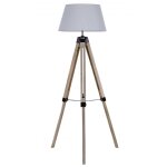 Lampadaire trpied bois abat - jour gris clair h144cm