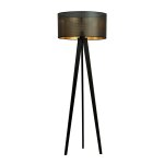 Lampadaire trépied en bois avec abat - jour noir et doré Lampadaire trépied en bois avec abat - jour noir et doré