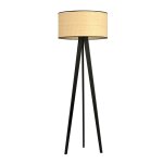 Lampadaire trépied en bois avec abat - jour en rotin Lampadaire trépied en bois avec abat - jour en rotin
