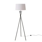 Lampadaire trpied mtal noir et abat - jour blanc 44x44x158cm