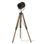 Lampadaire trpied projecteur en mtal et manguier h162