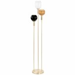 Lampadaire triple en métal doré et abat - jours en verre coloré h146 Lampadaire triple en métal doré et abat - jours en verre coloré h146