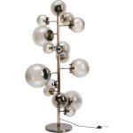 Lampadaire en verre fum et acier dor