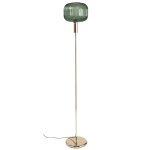 Lampadaire en verre souffl vert et mtal dor h155