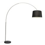 Lampe arc acier abat - jour tissu noir Lampe arc acier abat - jour tissu noir
