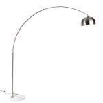 Lampe arc acier base marbre blanc abat - jour acier Lampe arc acier base marbre blanc abat - jour acier