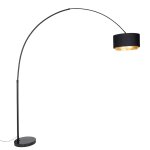 Lampe arc moderne noire abat - jour duo noir or Lampe arc moderne noire abat - jour duo noir or