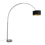 Lampe arc noir velours noir or