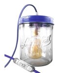 Lampe bocal en verre bleu pétrole Lampe bocal en verre bleu pétrole