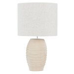 Lampe en bois de bouleau motif vague et abat - jour en lin crme
