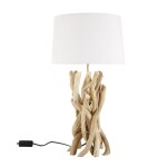 Lampe en bois flott et abat - jour en coton h 55 cm nirvana