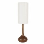 Lampe en bois de manguier et abat - jour en lin beige