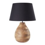 Lampe boule en manguier et abat - jour noir