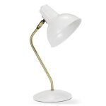 Lampe de bureau m�tal blanc et laiton dor� 20x15x38cm
