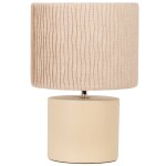 Lampe en céramique et abat - jour en lin effet vague beige Lampe en céramique et abat - jour en lin effet vague beige