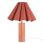 Lampe en c�ramique et abat - jour pliss� rose