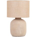 Lampe en cramique beige et abat - jour en jute