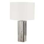 Lampe en céramique chromé et abat - jour en tissu blanc cassé Lampe en céramique chromé et abat - jour en tissu blanc cassé