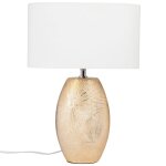 Lampe en c�ramique dor�e et abat - jour en polyester recycl� blanc