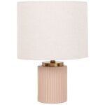 Lampe en cramique rose et abat - jour en polyester recycl cru