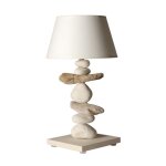 Lampe de chevet en bois blanc cass