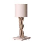 Lampe de chevet en bois blanc cass