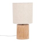 Lampe en eucalyptus et abat - jour en coton cru