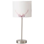 Lampe  poser en mtal et abat - jour tissu motif cerf 18x18x40cm
