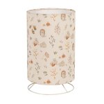 Lampe en mtal blanc cass et abat - jour imprim multicolore