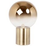 Lampe en métal doré et globe en verre transparent et doré Lampe en métal doré et globe en verre transparent et doré
