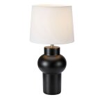 Lampe  poser pied en cramique noir abat - jour en tissu blanc shape ma
