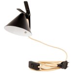 Lampe pince en bois d'hévéa et métal noir mat Lampe pince en bois d'hévéa et métal noir mat