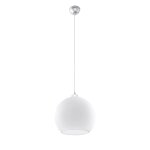 Lampe suspendue acier / verre blanc h 120 cm