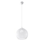 Lampe suspendue acier / verre transparent h 120 cm
