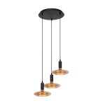 Lampe suspendue en m�tal noire avec 3 ampoules led 40 w
