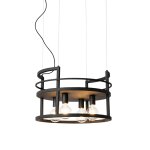 Lampe suspendue noire crémaillère ronde 4 lumières Lampe suspendue noire crémaillère ronde 4 lumières