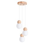 Lampe suspendue verre / bois blanc h 124 cm