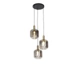 Lampe suspension design noir or verre fum 3 lumires
