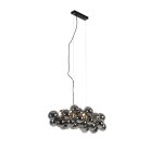 Lampe suspension design noire verre fum� 8 lampes