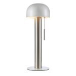 Lampe de table 2xg9 nickel satin et blanc cass