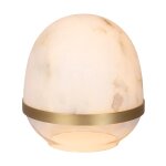 Lampe de table en albtre blanc en verre avec socle en laiton antique