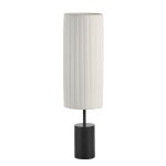 Lampe de table mtal noir et abat - jour pliss crme