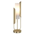 Lampe de table moderne dor et abat - jour de forme tubulaire