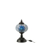 Lampe de table mosaque en verre bleu 18x18x44cm