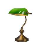 Lampe table notaire classique bronze verre vert Lampe table notaire classique bronze verre vert