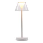 Lampe de table sans fil led plastique blanc h34cm